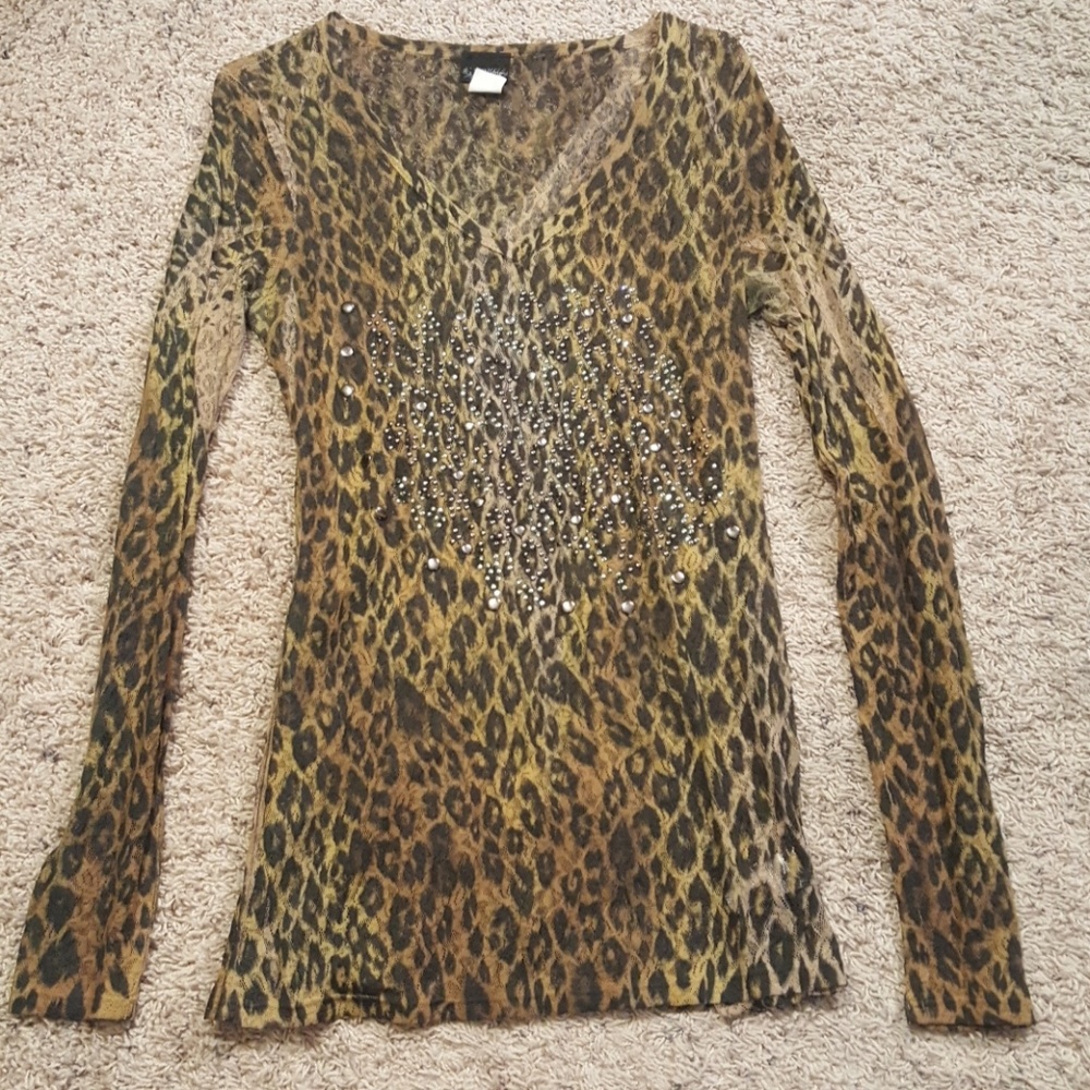 Daytrip Long Sleeve Lace Leopard Shirt